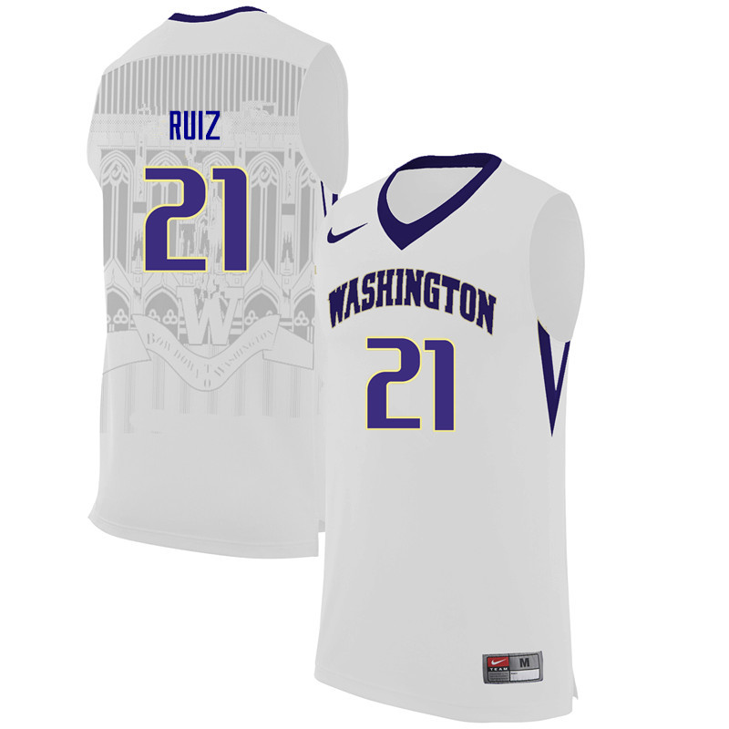 Men Washington Huskies #21 Brianna Ruiz College Basketball Jerseys-White